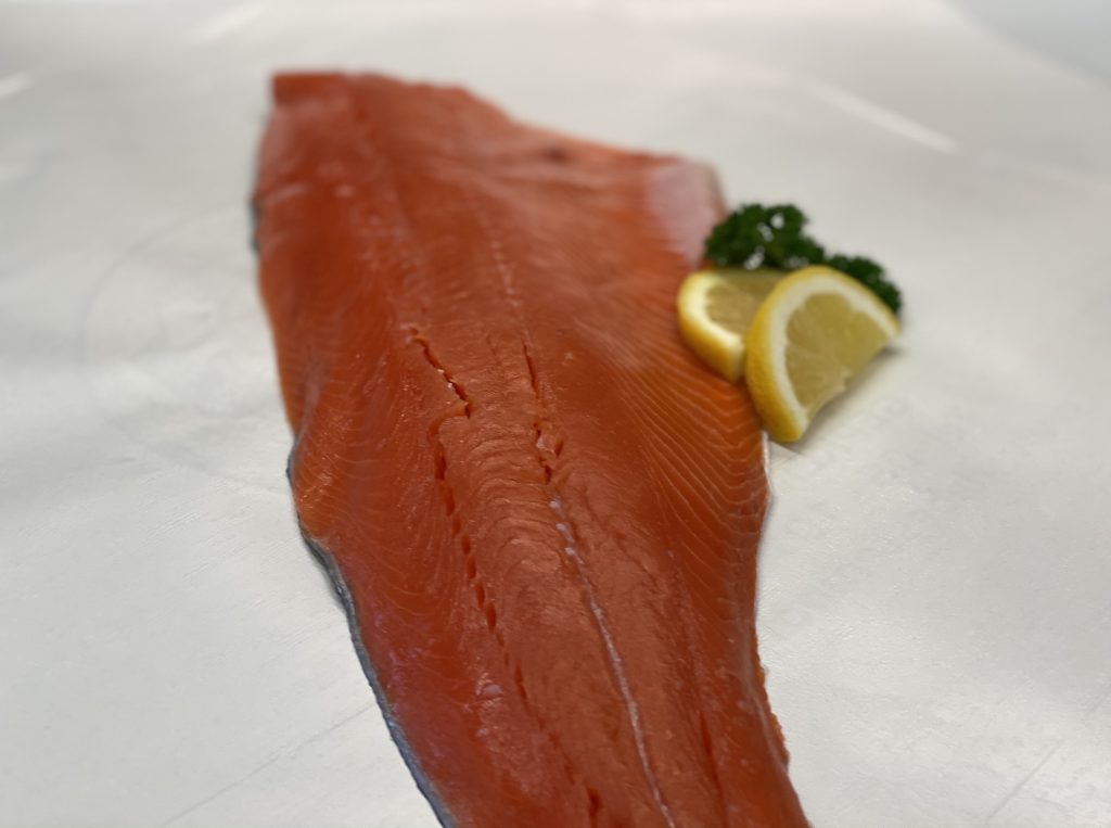 Red Sockeye zalm filet.Per 100 gram Vishandel Gepkens Ernst